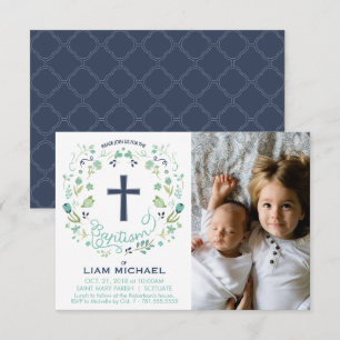 Boy's Baptism Invitation - Custom Photo Card