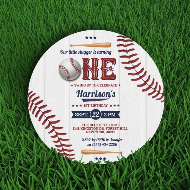 Boys Baseball 1st Birthday Invitation (Creator Uploaded)