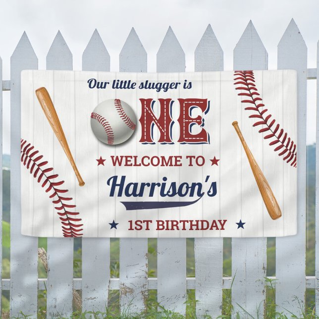 Boys Baseball 1st Birthday Welcome Banner (Creator Uploaded)