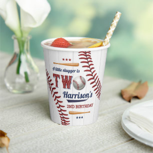 Boys Baseball 2nd Birthday Paper Cups