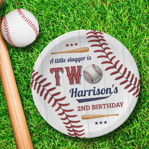 Boys Baseball 2nd Birthday Paper Plate