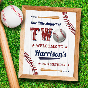 Boys Baseball 2nd Birthday Welcome Sign