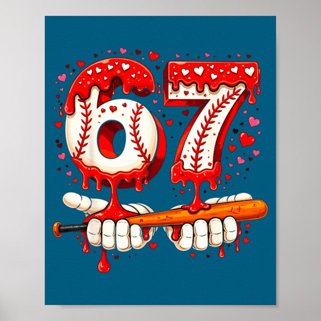 Boys Baseball 67 Ice Cream Drip Poster (Front)