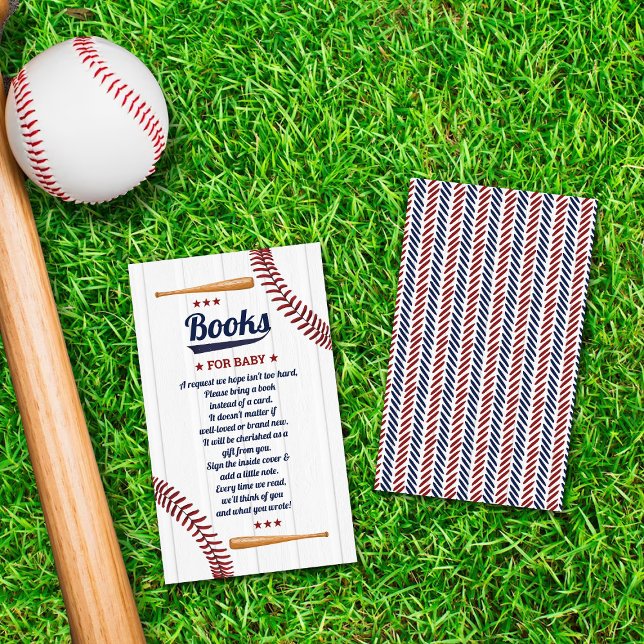 Boys Baseball Baby Shower Book Request Enclosure Card (Creator Uploaded)