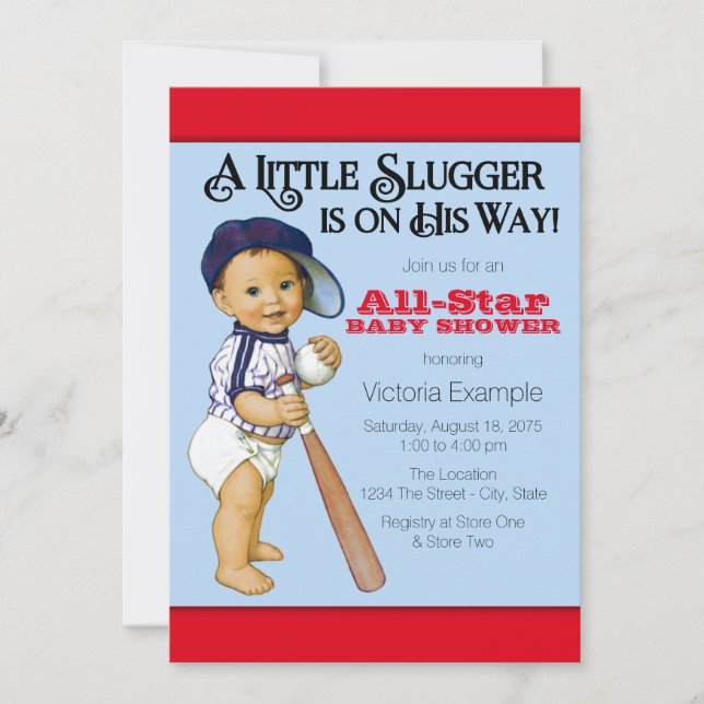 Boys Baseball Baby Shower Invitation (Front)
