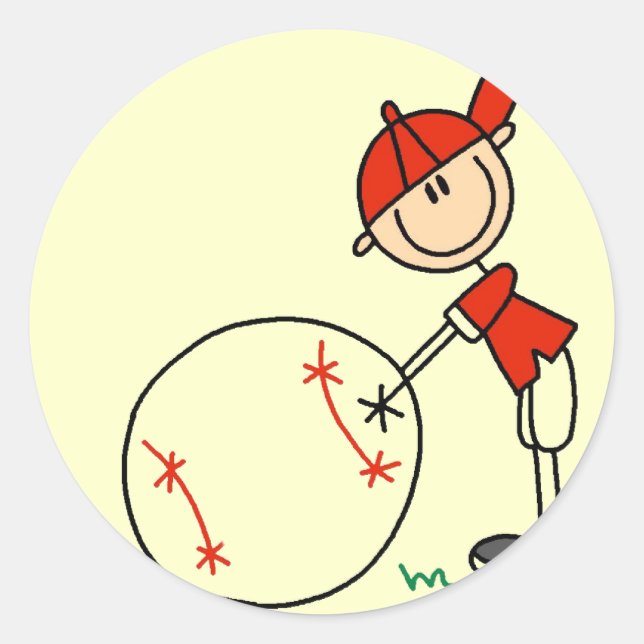 Boys Baseball Customise Tshirts and Gifts Classic Round Sticker (Front)