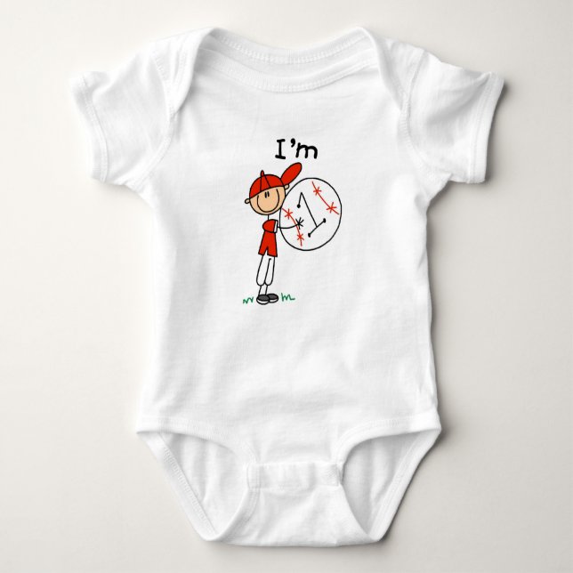 Boy's Baseball I'm 1 Baby Bodysuit (Front)
