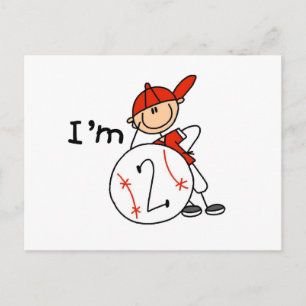 Boy's Baseball I'm 2 Tshirts and Gifts Postcard