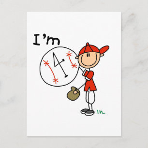 Boy's Baseball I'm 4 Tshirts and Gifts Postcard