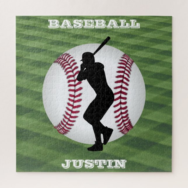 Boys Baseball Puzzle with His Name! (Vertical)