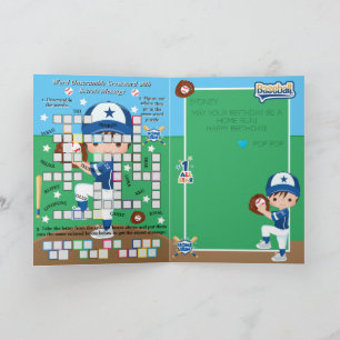 Boys Baseball Secret Message Happy Birthday Card