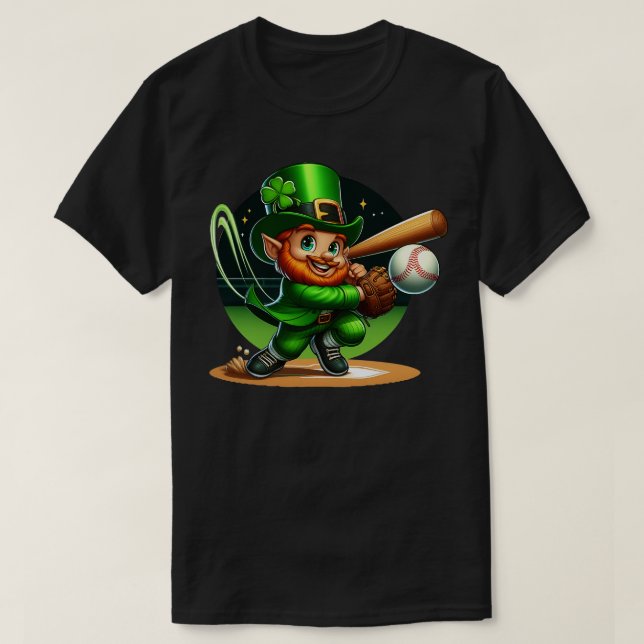 Boys Baseball St Patricks Day Ball Catcher T-Shirt (Design Front)