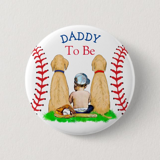 Boy's Baseball Themed Baby | Daddy to be 6 Cm Round Badge (Front)