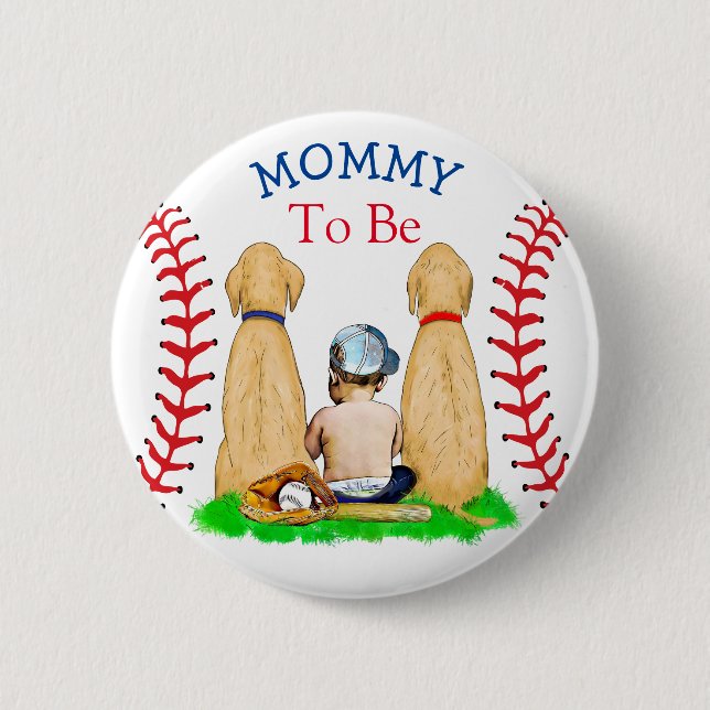 Boy's Baseball Themed Baby | Mummy to be 6 Cm Round Badge (Front)