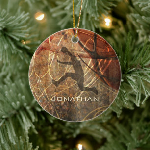 boys basketball grunge sports ceramic tree decoration