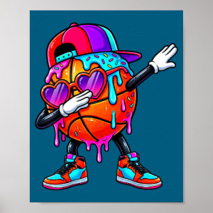 Boys Basketball Ice Cream Drip Dabbing Poster