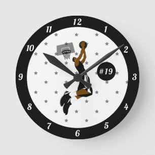 Boys Basketball Player Star Athlete Name & Number  Round Clock