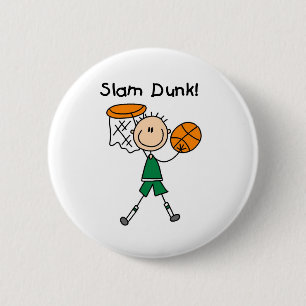 Boys Basketball Slam Dunk 6 Cm Round Badge