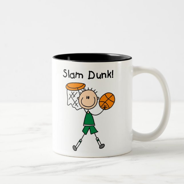 Boys Basketball Slam Dunk Two-Tone Coffee Mug (Right)
