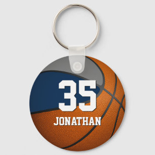 boys basketball w blue and grey team colours key ring