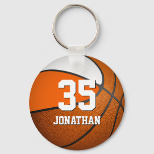 boys basketball w orange and white team colours key ring