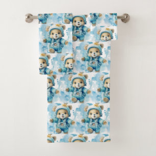 Boy's Bath Towel Set   Blue Teddy Bears   Bathtime