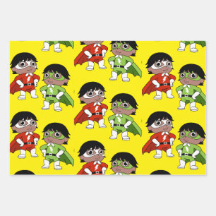 Boys Birthday Action Hero Wrapping Paper Sheet