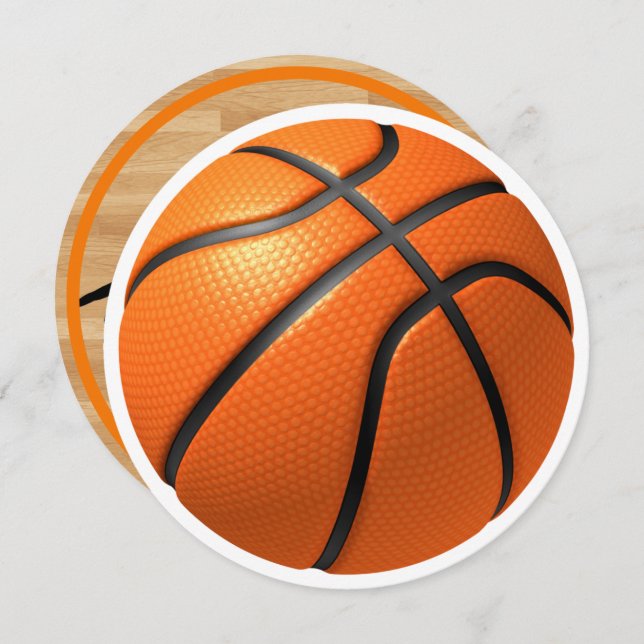 Boys Birthday Basketball Add Name Round Card (Front/Back)