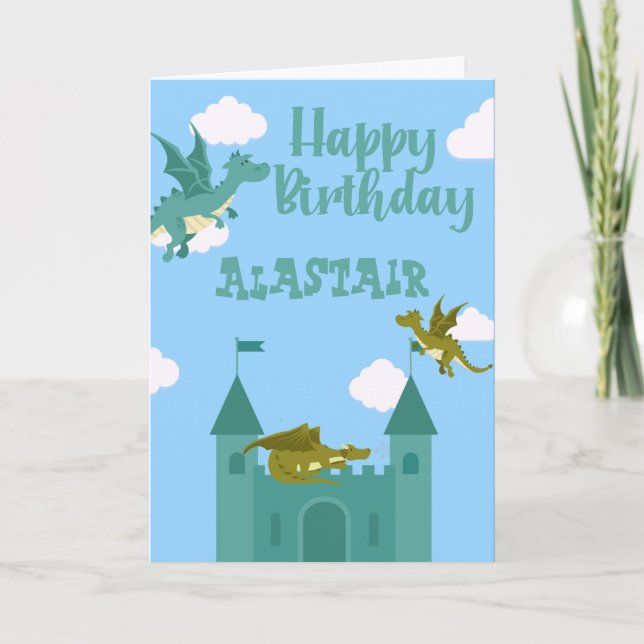 Boys Birthday Dragon Card (Front)