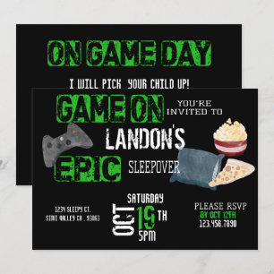 Boy's Birthday Gamer Sleepover Teen Invitation