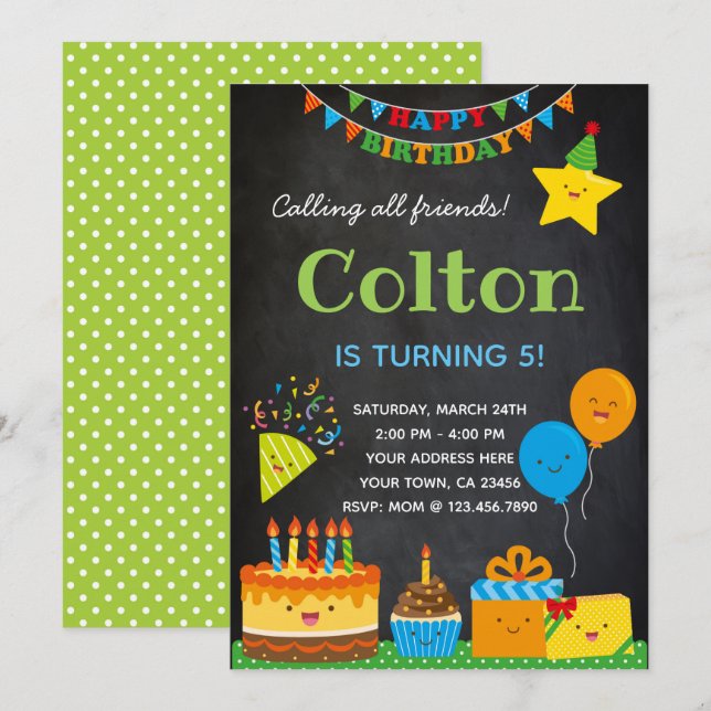 Boys Birthday Invitation (Front/Back)