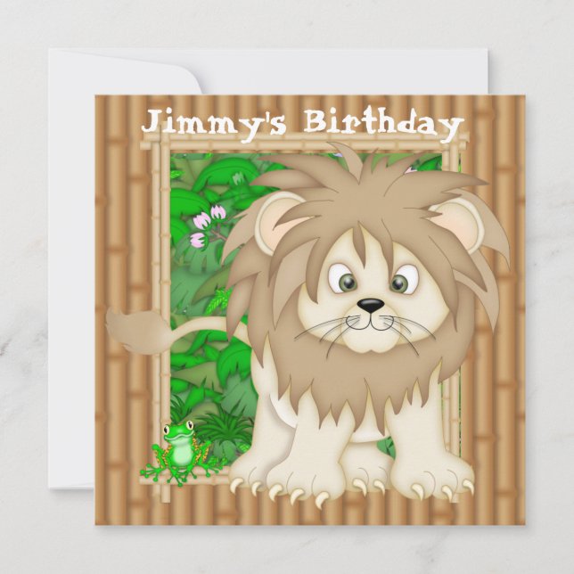 Boy's Birthday Lion Invitations (Front)