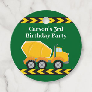 Boys Birthday Party Custom Green Truck Kids Favour Tags