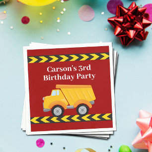 Boys Birthday Party Custom Red Dump Truck Kids Napkin