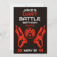 Boys Birthday Party Invitation Dart Wars