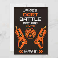 Boys Birthday Party Invitation Dart Wars
