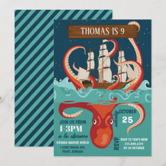Boys Birthday Party Kraken Invitation