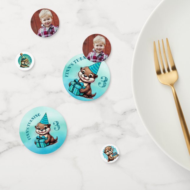 Boy's Birthday Party Otter Themed Personalised Confetti (Group)