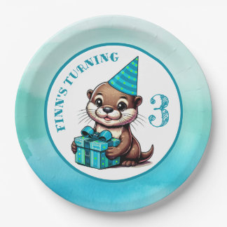 Boy's Birthday Party Otter Themed Personalised Paper Plate