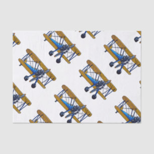 Boys birthday party with blue and yellow biplane tissue paper