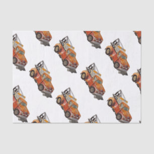 Boys birthday party with wrecker tissue paper