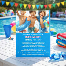 Boys Birthday Pool Party Invitation Flyer