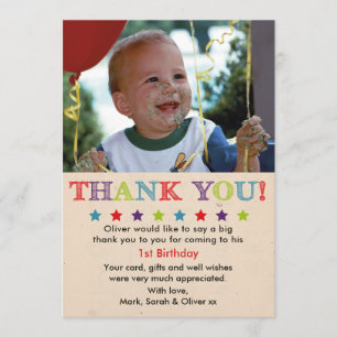 Boys birthday thank you card