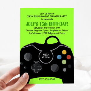 BOYS Birthday Video Game Station Party Invitation