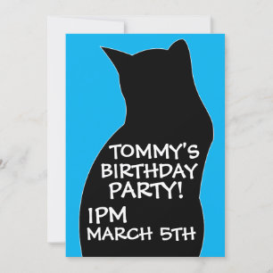 BOYS BLACK CAT BIRTHDAY PARTY INVITATIONS