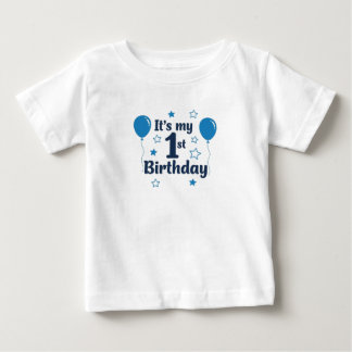 Boy's Blue 1st Birthday T-Shirt with Balloons