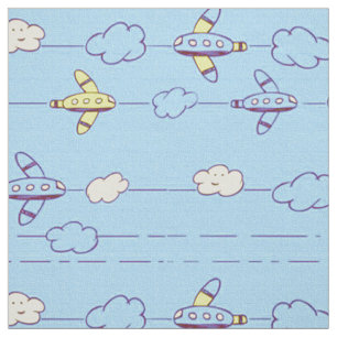 Boys blue aeroplanes fabric