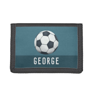 Boys Blue and Sporty Football Soccer Ball Kids Trifold Wallet