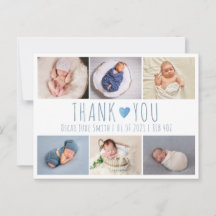 Boys blue birth announcement card photo