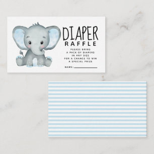 Boy's Blue Elephant Diaper Raffle Enclosure Card